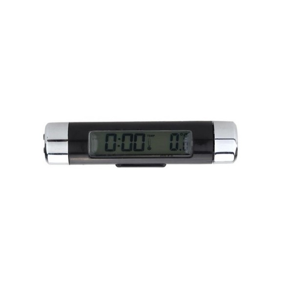 Digital thermometer + clock, with light, for auto